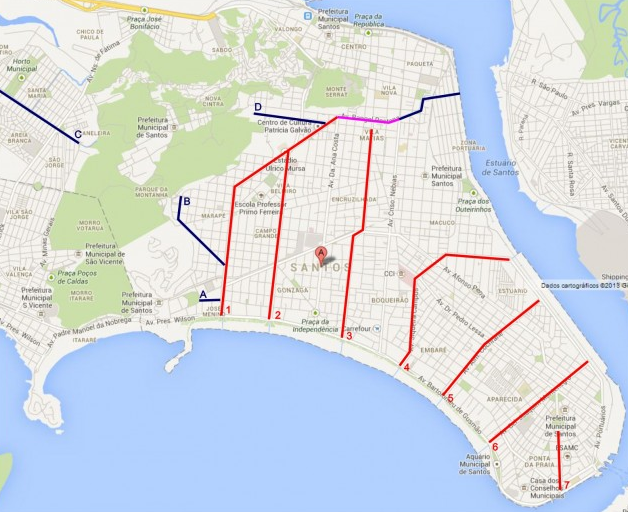 Canais de Santos Mapa