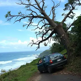 árvore cai sobre carro