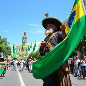 desfile cívico em Santos